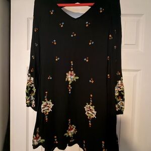 Free People Black Floral Embroidered dress